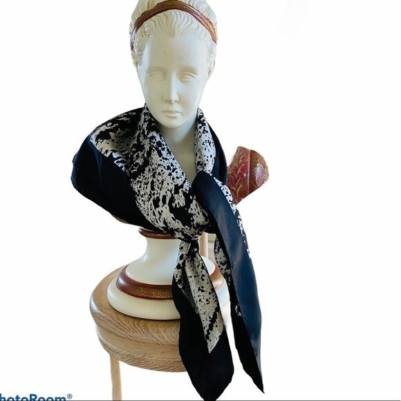 Echo Vintage Abstract Print Silk Square Scarf - Picture 1 of 6